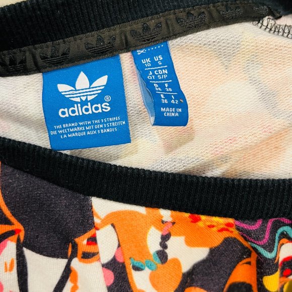 Adidas Multi-Colored Long Sleeve Cropped Sweatshirt in Women's Size S - Picture 2 of 8